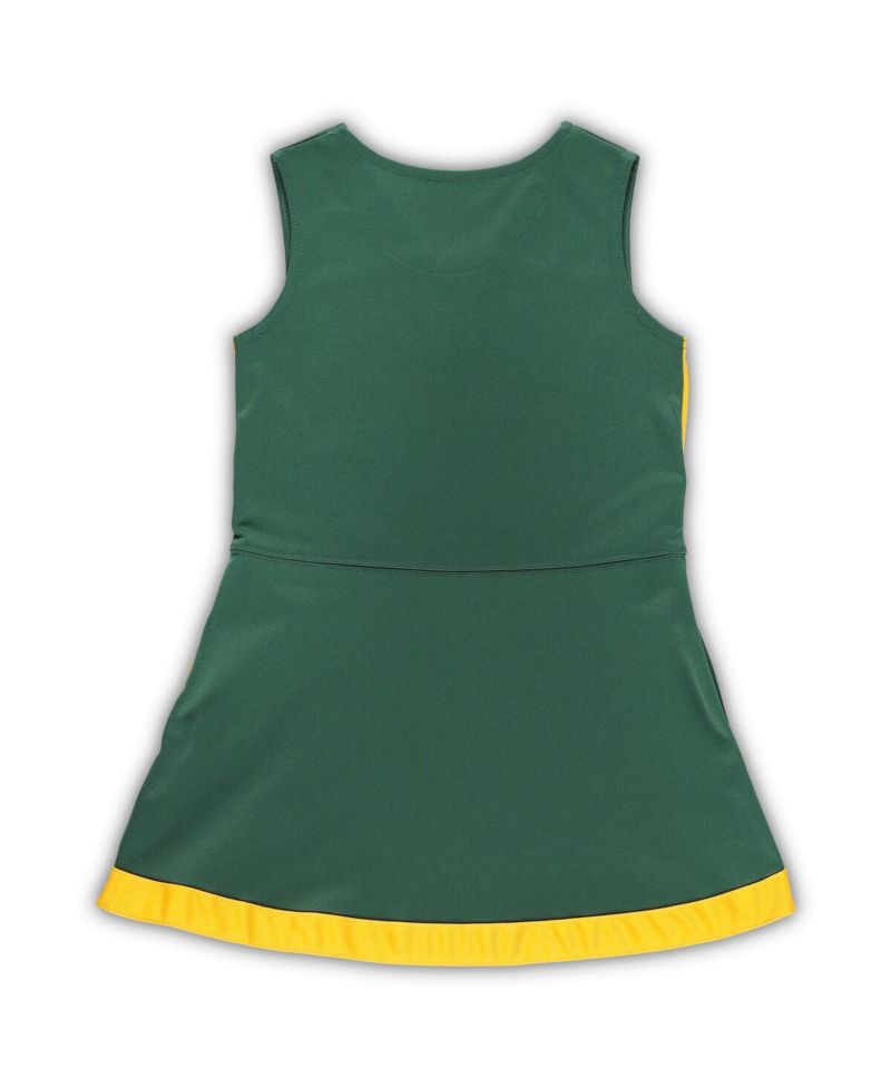 Little Girls Green Green Bay Packers Two-Piece Cheer Captain Jumper Dress with Bloomers Set