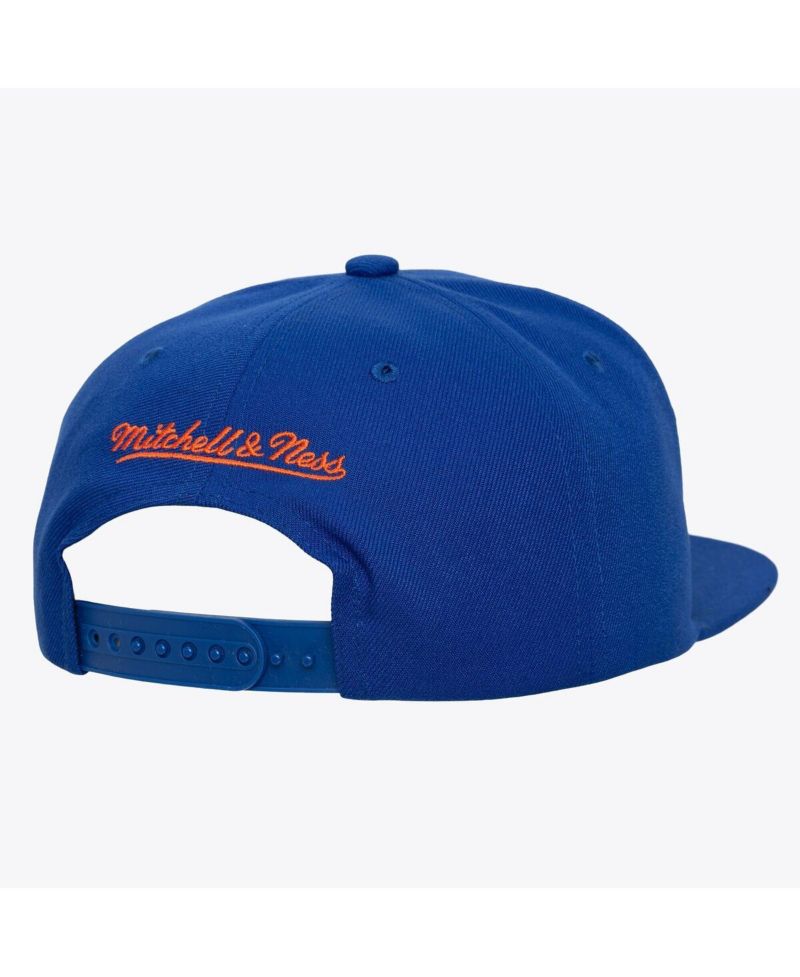 Men's Blue New York Knicks Hardwood Classics Old School Stacked Text Snapback Hat