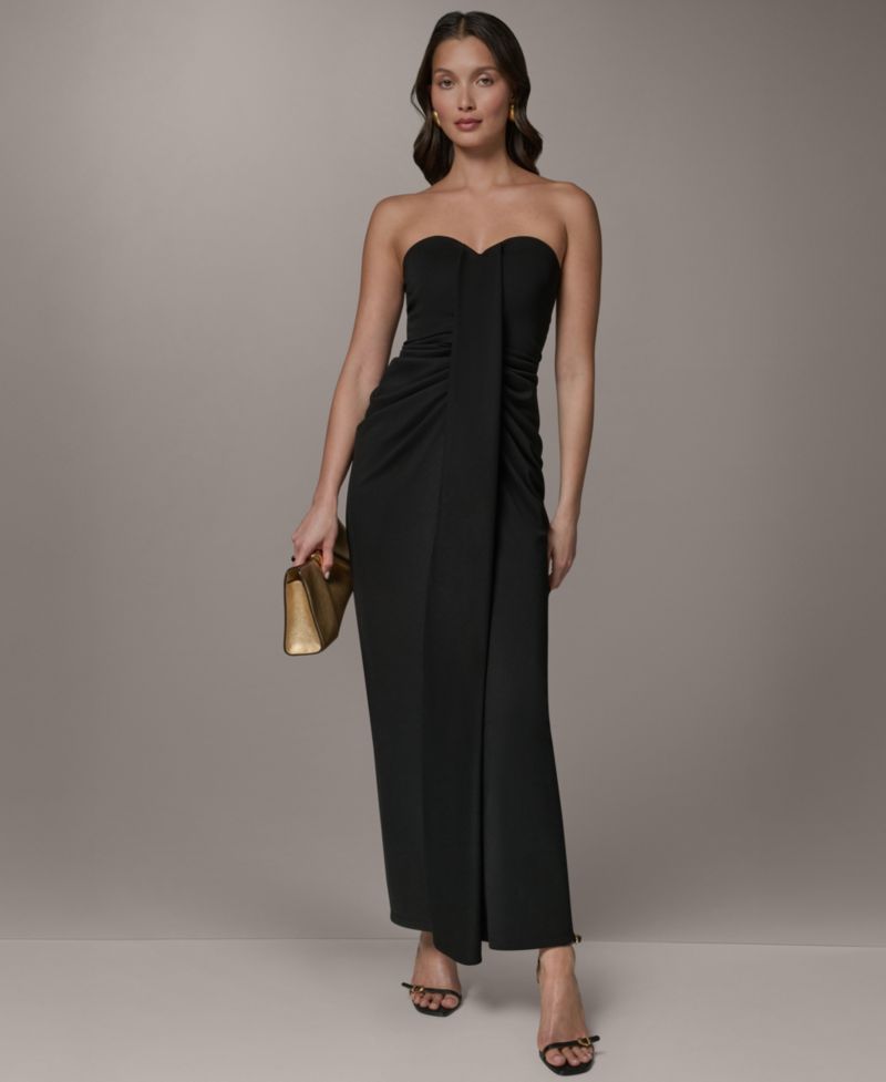Women's Sweetheart Body-Con Maxi Dress with Structured Bodice
