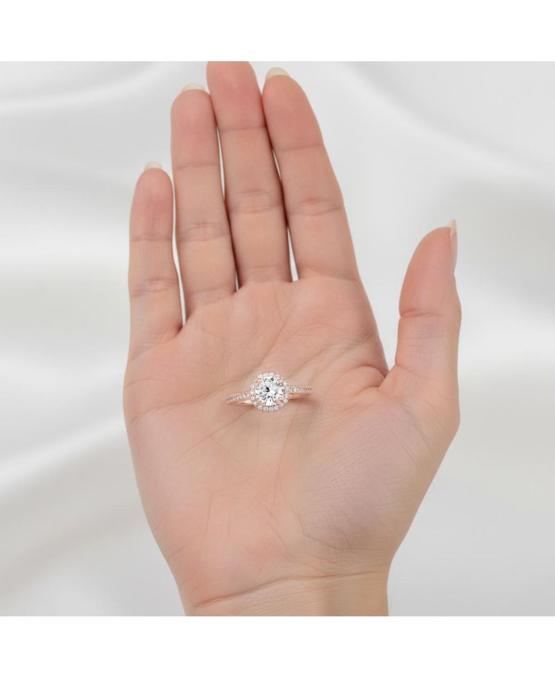 Radiant 18K Rose Gold Plated Round-Cut Cubic Zirconia Ring