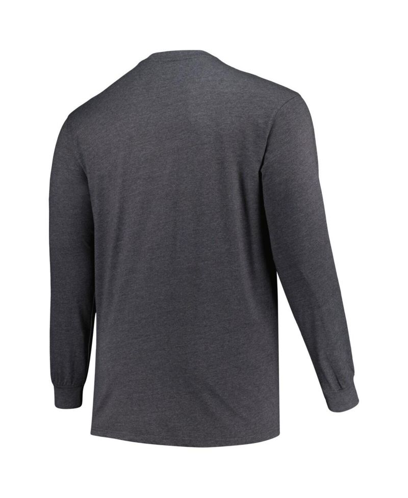 Men's Heather Charcoal Distressed Tampa Bay Buccaneers Big and Tall Throwback Long Sleeve T-shirt