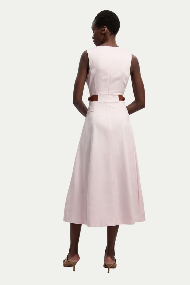 Women's Tailored Linen Full Midi Dress