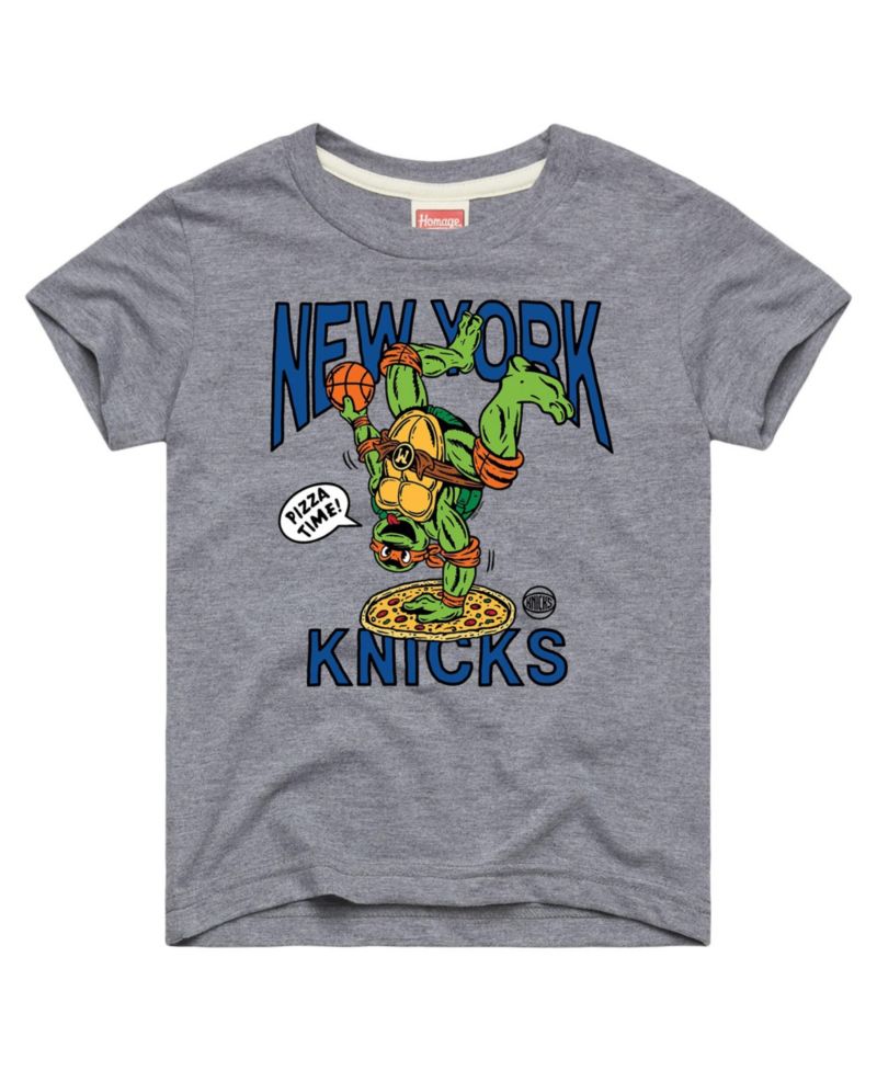 Big Boys and Girls Gray New York Knicks x Teenage Mutant Ninja Turtles Michelangelo Tri-Blend T-Shirt