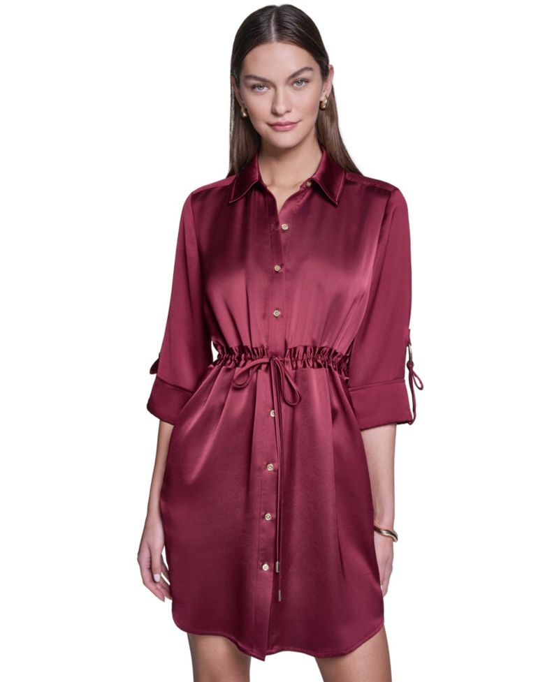 Women's Satin Shirt Dress