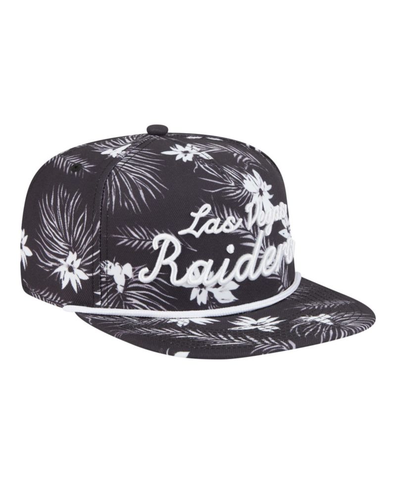 Men's Black Las Vegas Raiders Palm Print A-Frame 9FIFTY Snapback Hat