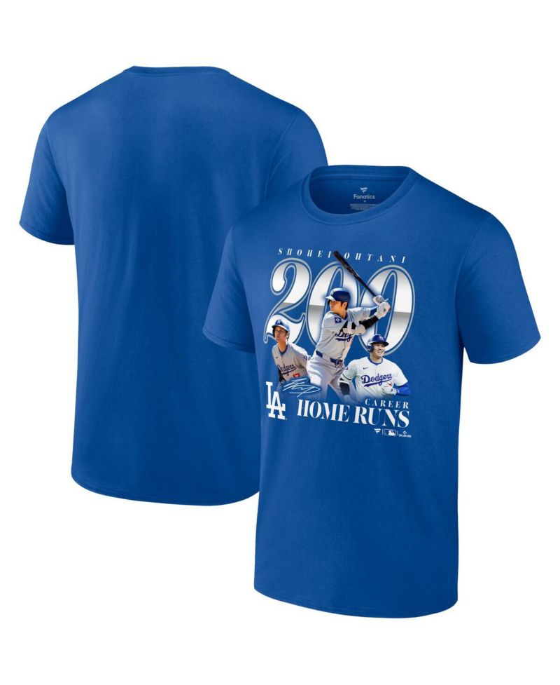Men's Shohei Ohtani Royal Los Angeles Dodgers 200th Career Home Run T-Shirt