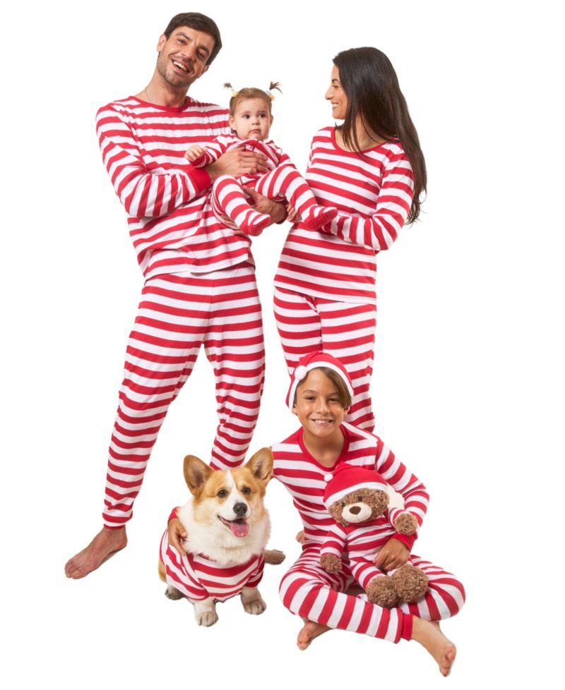 Baby Footed Cotton Striped Holiday Pajamas