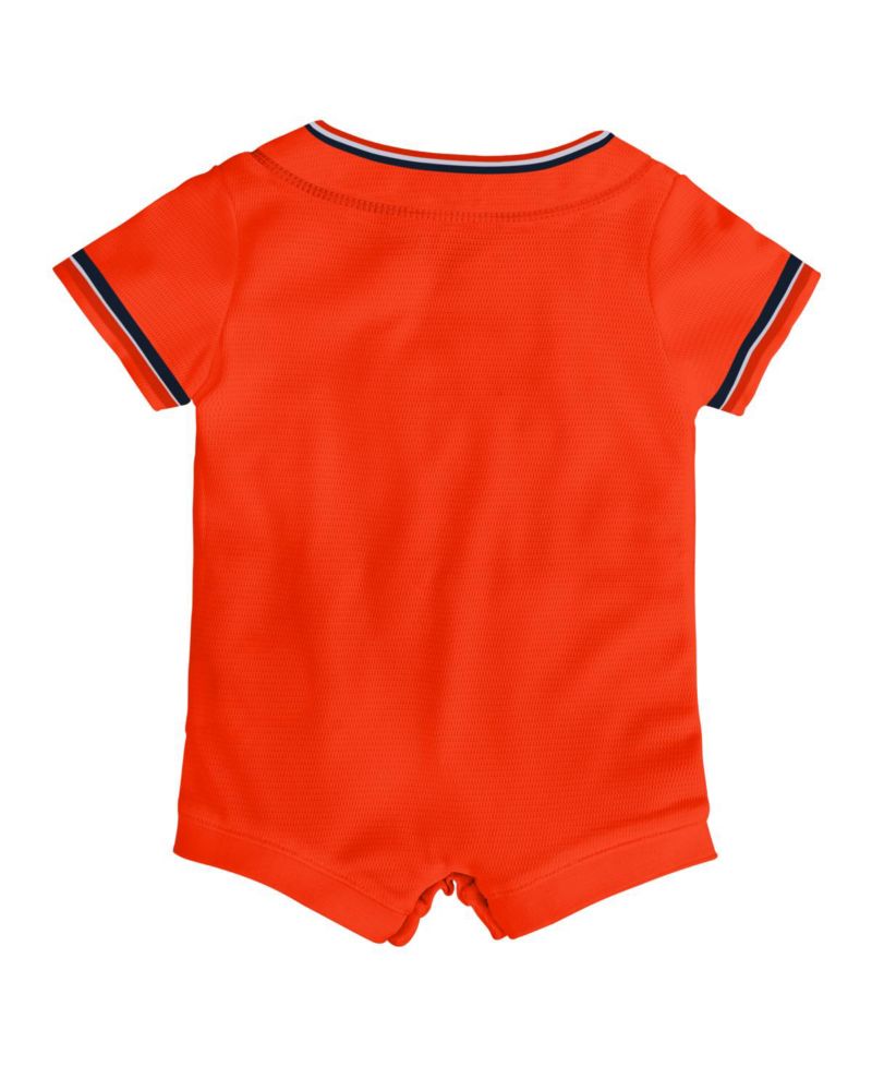 Baby Boys and Girls Orange Detroit Tigers Alternate Replica Romper Jersey