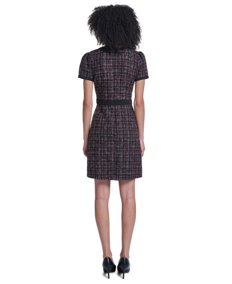 Women's Tweed Contrast-Trim Sheath Dress