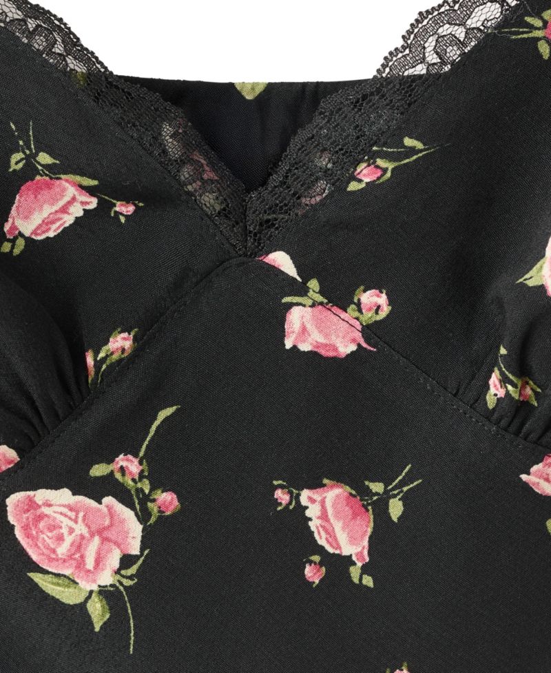 Women's Short-Sleeve V-Neck Floral-Print Midi Dress