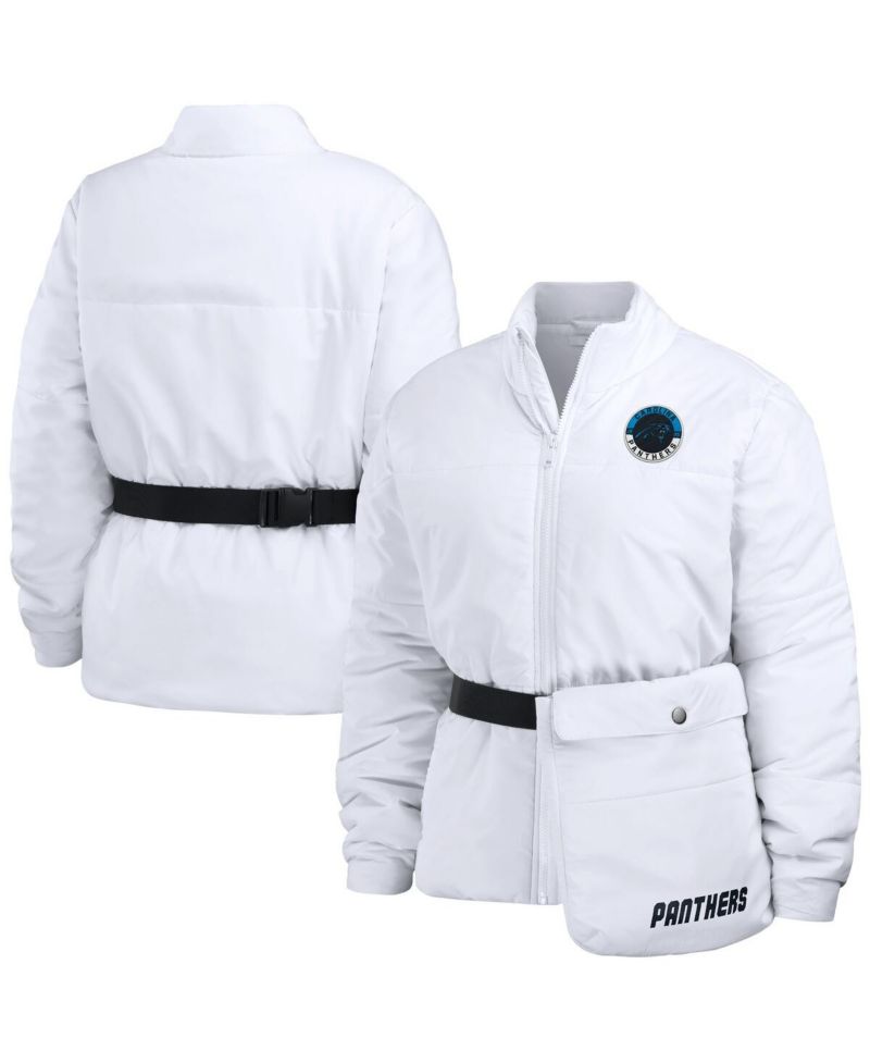 Women's White Carolina Panthers Packaway Full-Zip Puffer Jacket
