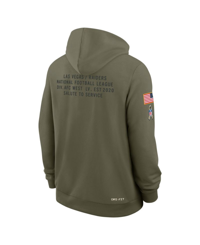 Men's Olive Las Vegas Raiders 2025 Salute to Service Sideline Standard Issue Dri-FIT Hoodie