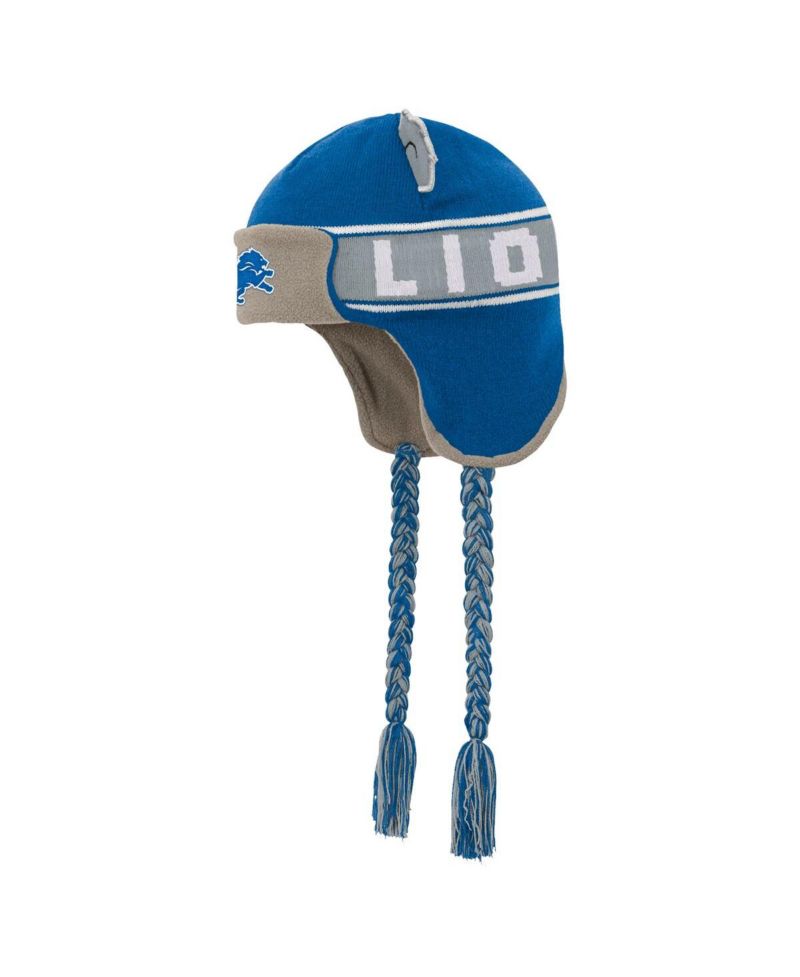 Big Boys and Girls Blue Detroit Lions Wordmark Ears Trooper Knit Hat