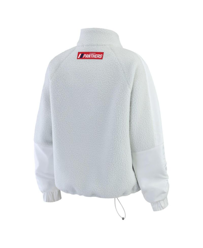 Women's Gray/White Florida Panthers Polar Fleece Quarter-Zip Jacket