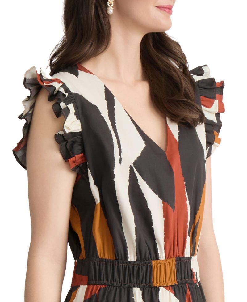 Petite Ruffle-Sleeve Cotton Dress
