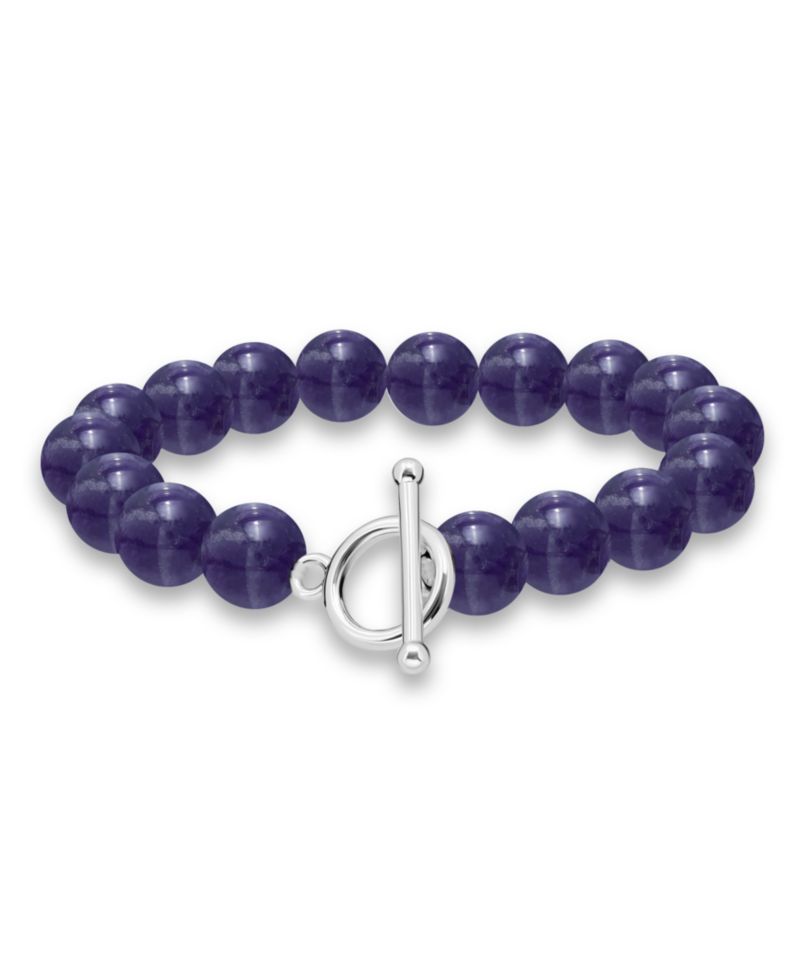 Silver Plated Multi Genuine Stone Stretch Bracelet