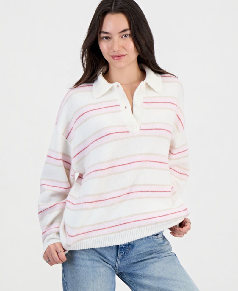 Белый/Розовый Полоска