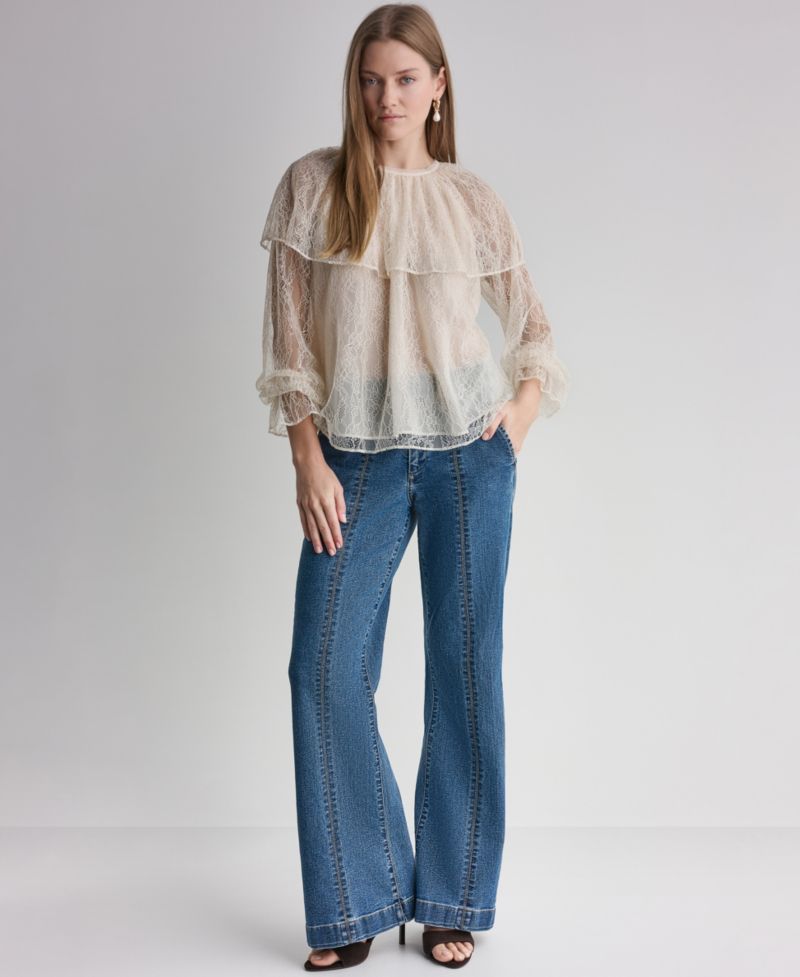 Women's Long-Sleeve Lace Cape Blouse