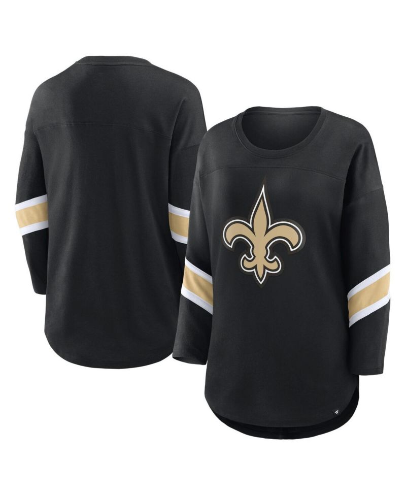 Women's Black New Orleans Saints Plus Size Redzone 3/4-Sleeve Scoop Neck T-Shirt