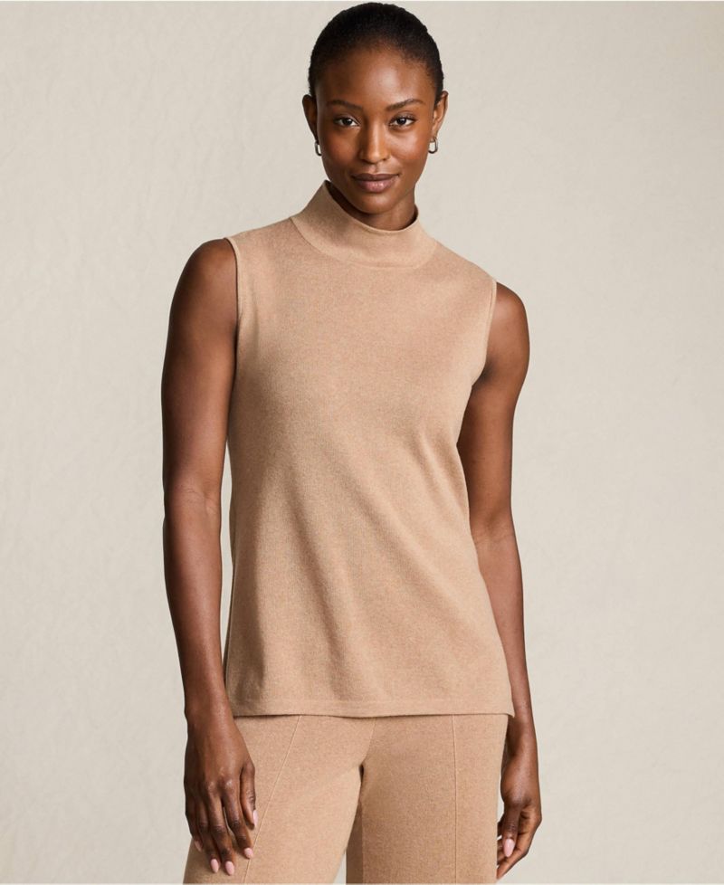Women's Fine Gauge Sleeveless Mock Sweater