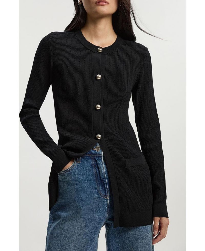 Women's Dome Button Longline Knitted Cardi