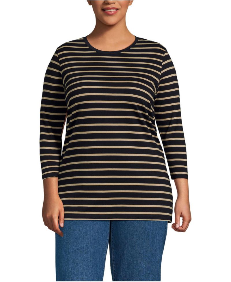 Plus Size 3/4 Sleeve Cotton Supima Tunic