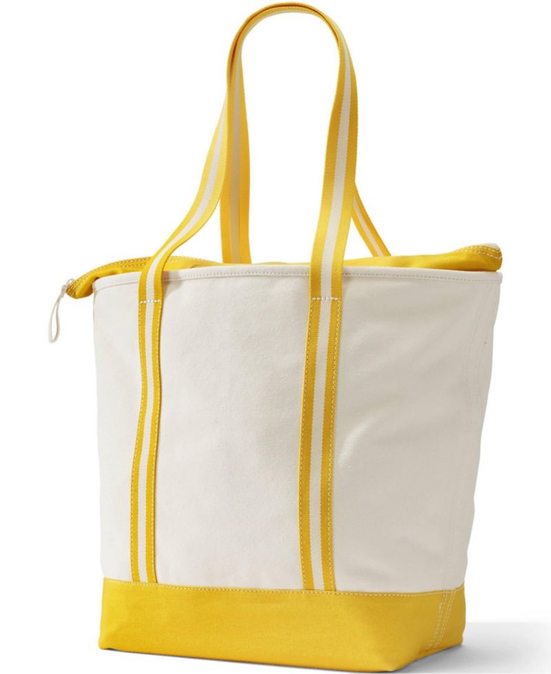 Large 5 Pocket Zip Top Long Handle Canvas Tote Bag