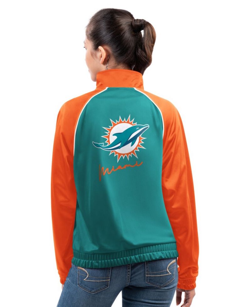 Women's Aqua Miami Dolphins Replay Full-Zip Track Jacket