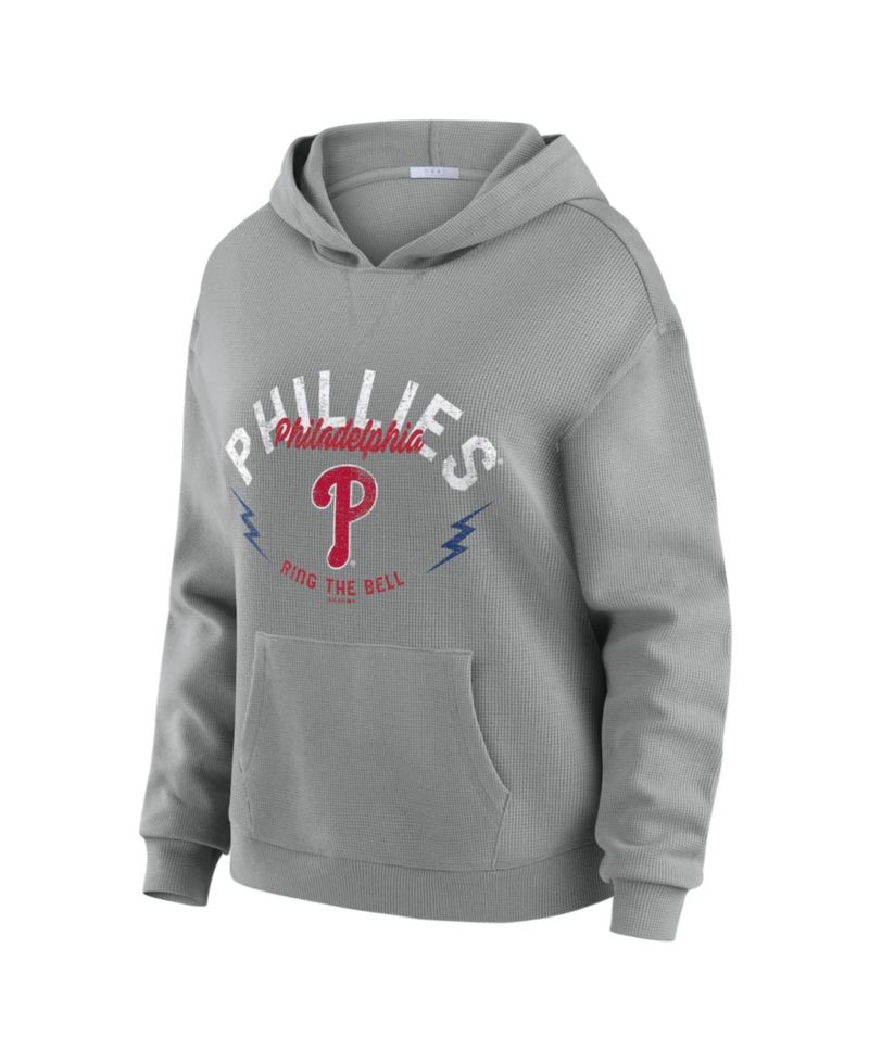 Women's 2-Piece Gray Philadelphia Phillies Plus Size Waffle-Knit Long-Sleeve Hoodie & Lounge Pant Set