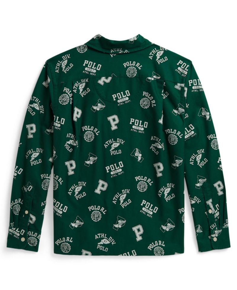 Boys' 8-20 Print Cotton Oxford Shirt