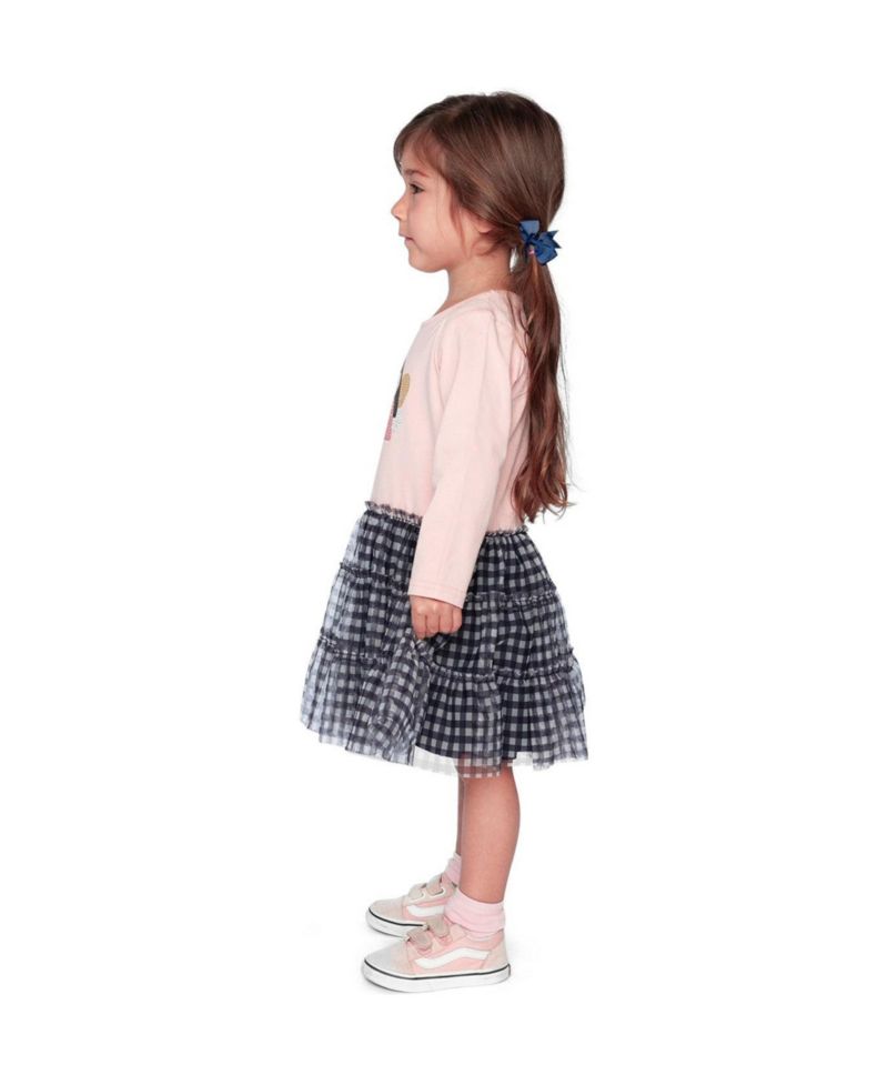 Little and Big Girl 6-8 Bi-Material Dress