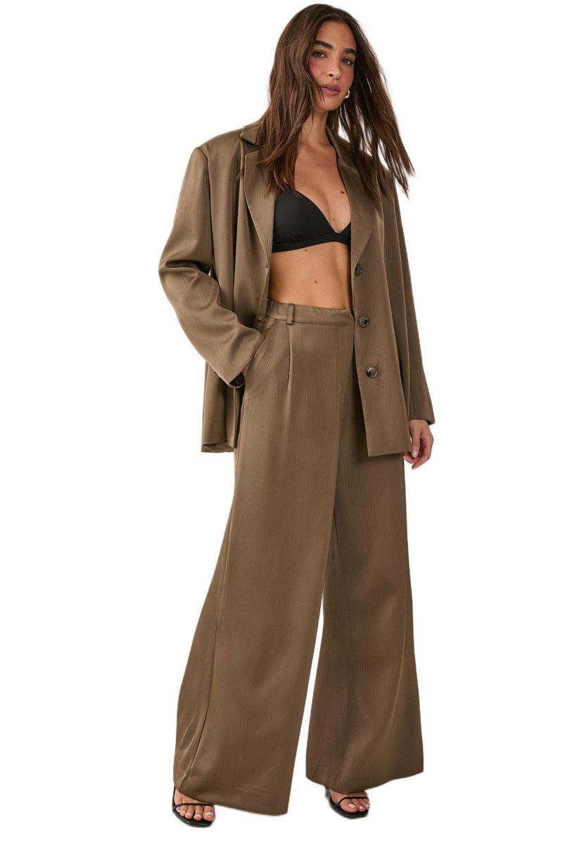 Women's Satin Pleated Oversized Blazer
