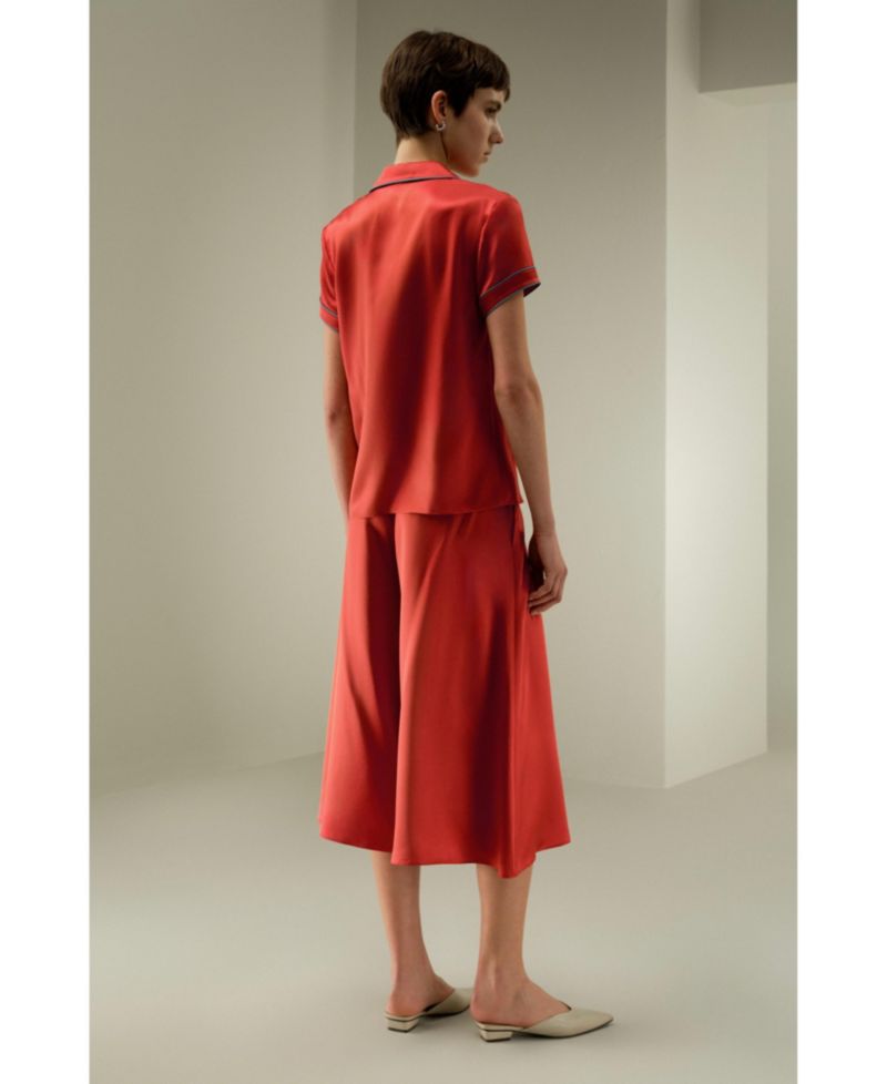 Women's Lsxes Contrast-Trimmed Silk Shirt