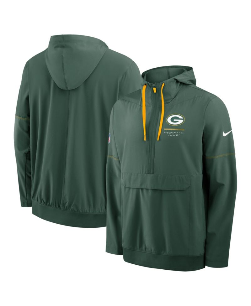Men's Green Bay Packers Sideline Logo Glory Anorak Half-Zip Hoodie