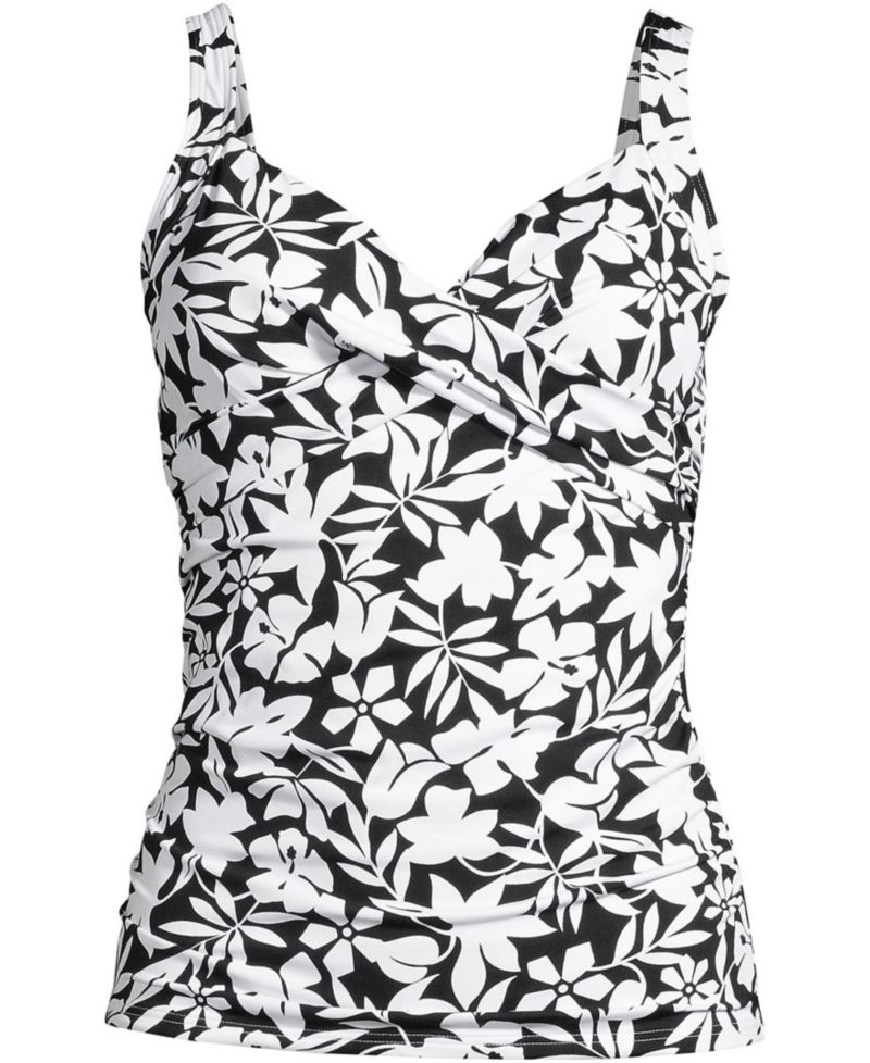 Petite V-Neck Wrap Underwire Tankini Swimsuit Top Adjustable Straps