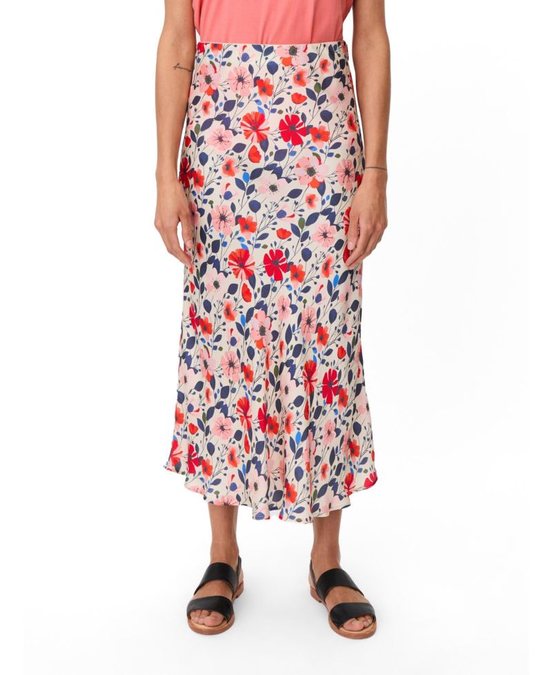 Women's High-Waist Floral Midi Skirt