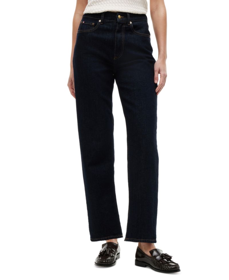 Women's High-Waist Tapered Ankle Cotton Jeans