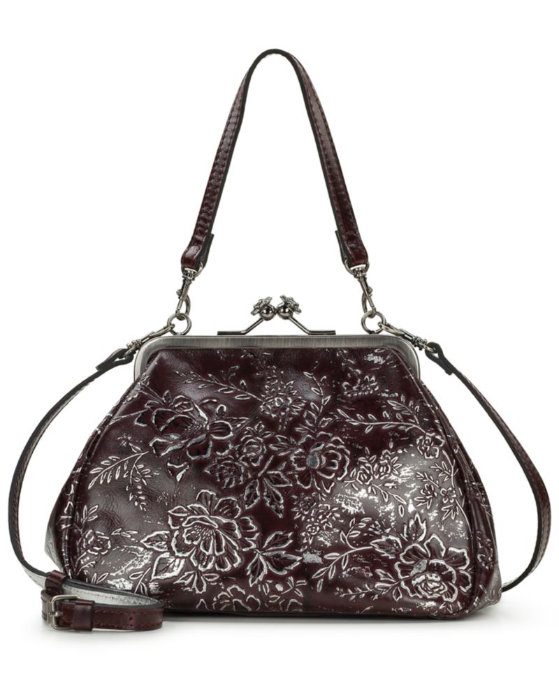 Rose Garden Tabby Small Leather Kiss-Lock Crossbody Bag