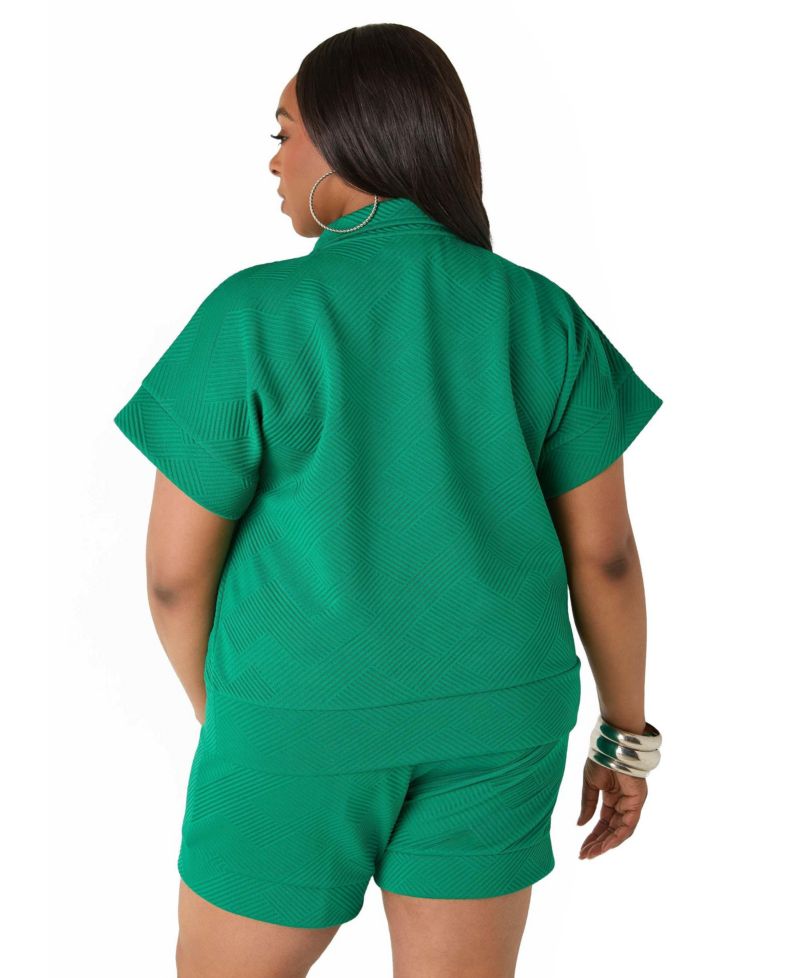 Plus Size Women's Zip Front Athletic Knit Pullover