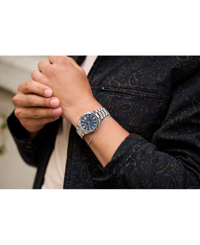 Men's Sport Luxury Tsuyosa Automatic Silver-Tone Stainless Steel Bracelet Watch 37mm