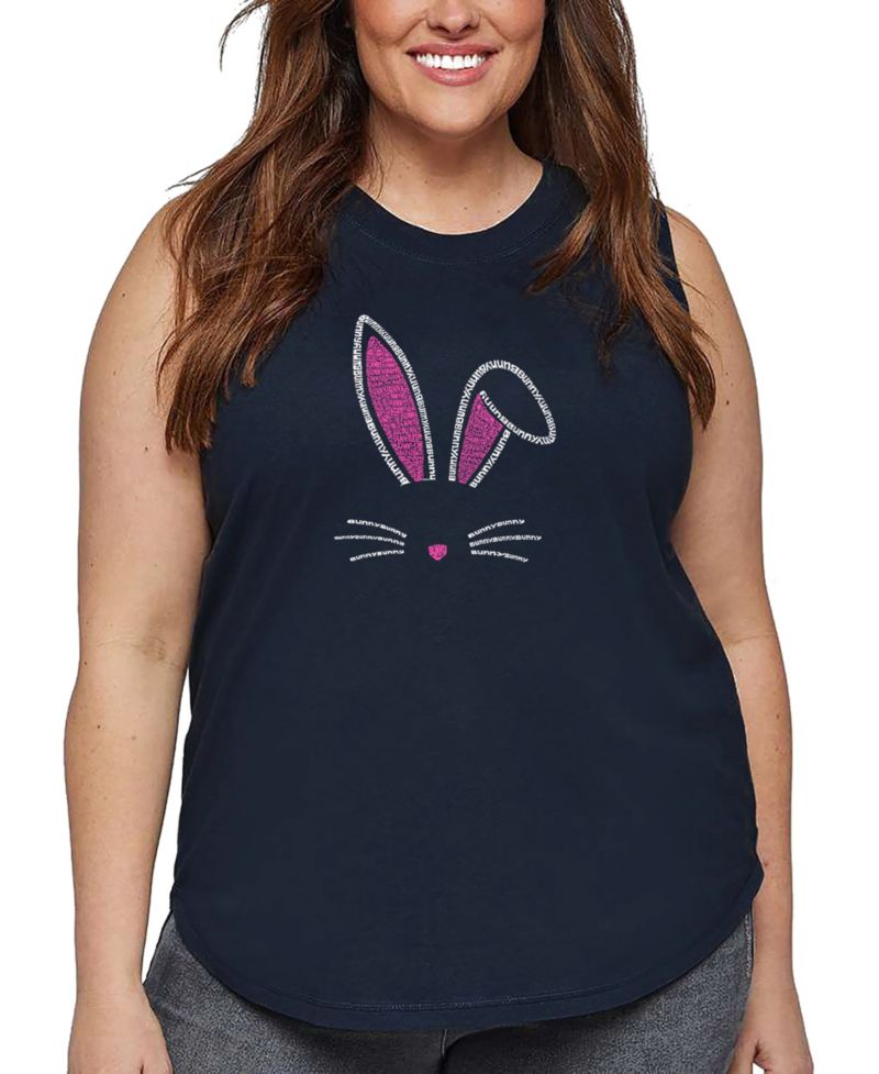 Plus Size Bunny Ears Word Art Tank Top