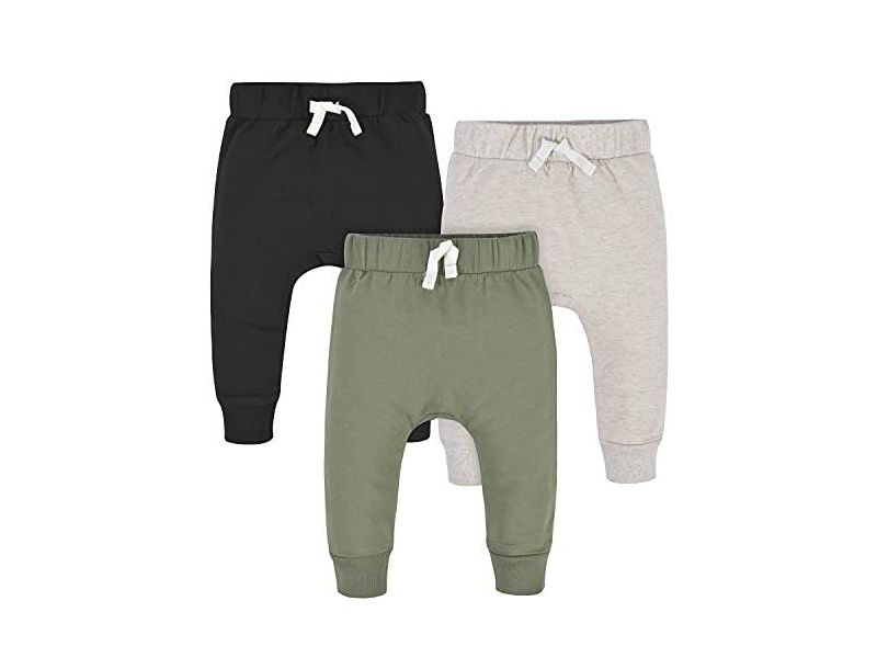 Baby Boys Green and Black Premium Joggers, 3-Pack