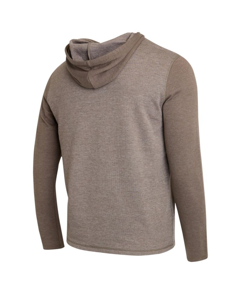 Men's Tan/Brown Denver Broncos Knit Hooded Henley Long Sleeve T-Shirt