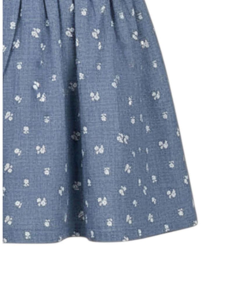 Girls' 4-16 Chambray Smocked-Waist Ruffle-Sleeve Dress
