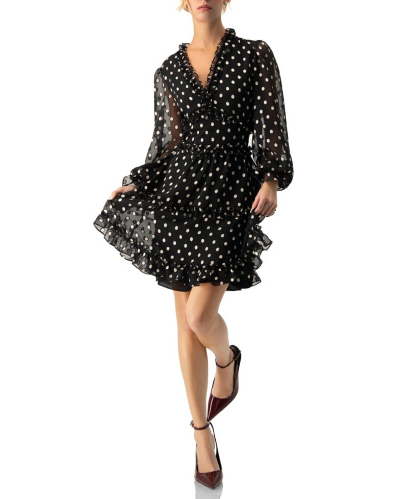 Women's Polka Dot Ruffled Short Dress