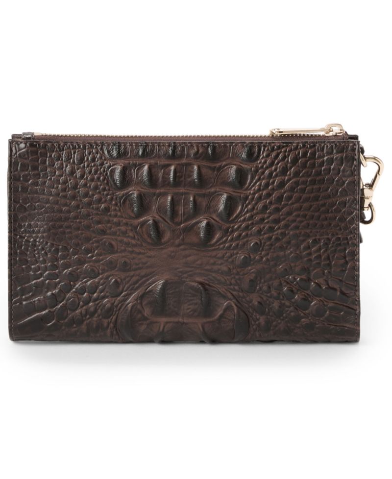 Adia Croc-Embossed Small Zippered Wristlet
