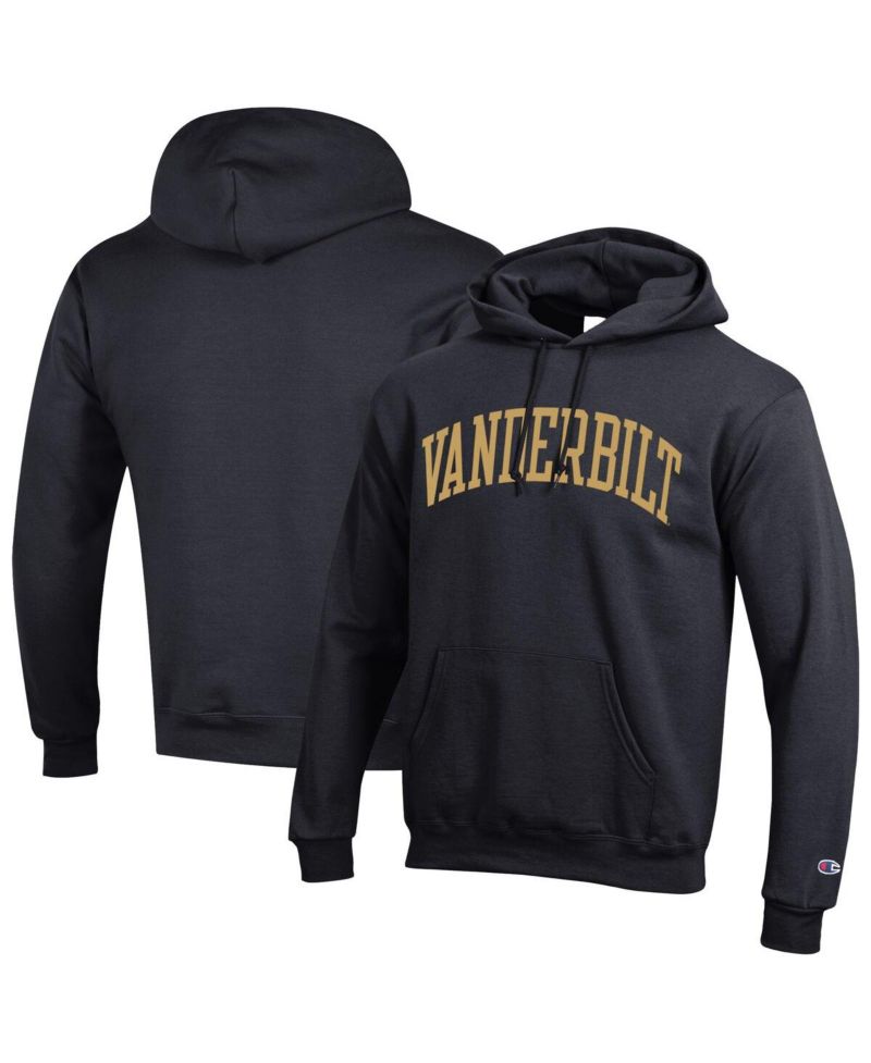 Men's Black Vanderbilt Commodores Basic Arch Fleece Pullover Hoodie