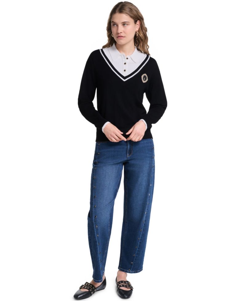 Petite Twofer Collared Sweater