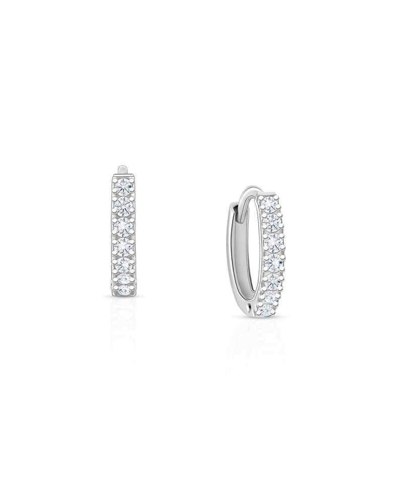 Sterling Silver Timeless Pave Huggie Hoop Earrings