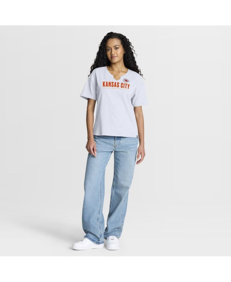 Women's White Kansas City Chiefs Redzone Slub Boxy T-Shirt
